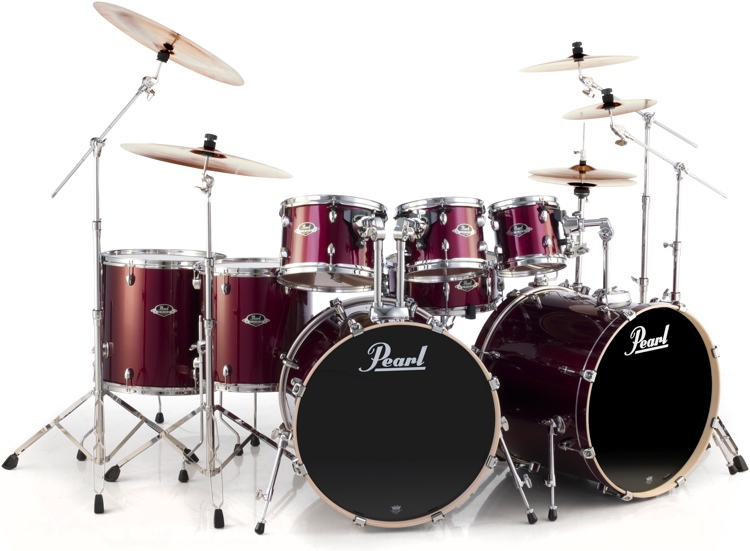 Pearl Export EXX728DB/C 8-piece Double Bass Drum Set with Hardware - Red Wine | Sweetwater