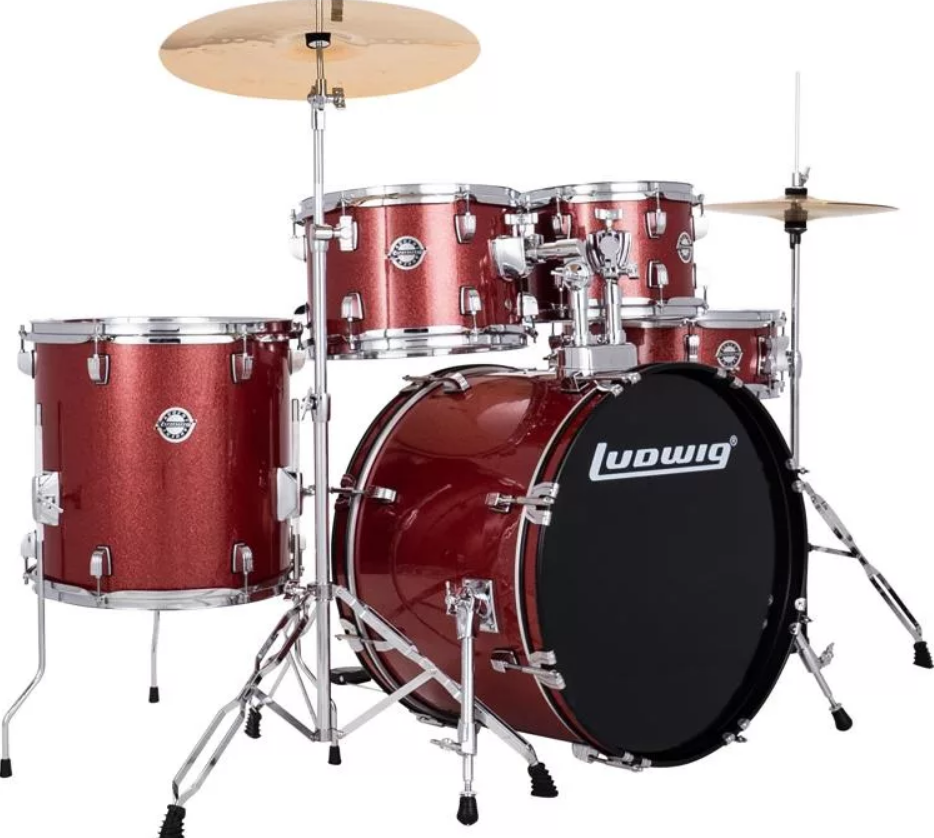 Ludwig Accent 5-piece Complete Drum Set with 20 inch Bass Drum and Wuhan Cymbals
